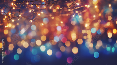 Abstract christmas background with round lights in purple gold