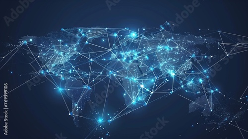 Worldwide connectivity: network of points and lines illustrating global business on world map - vector illustration
