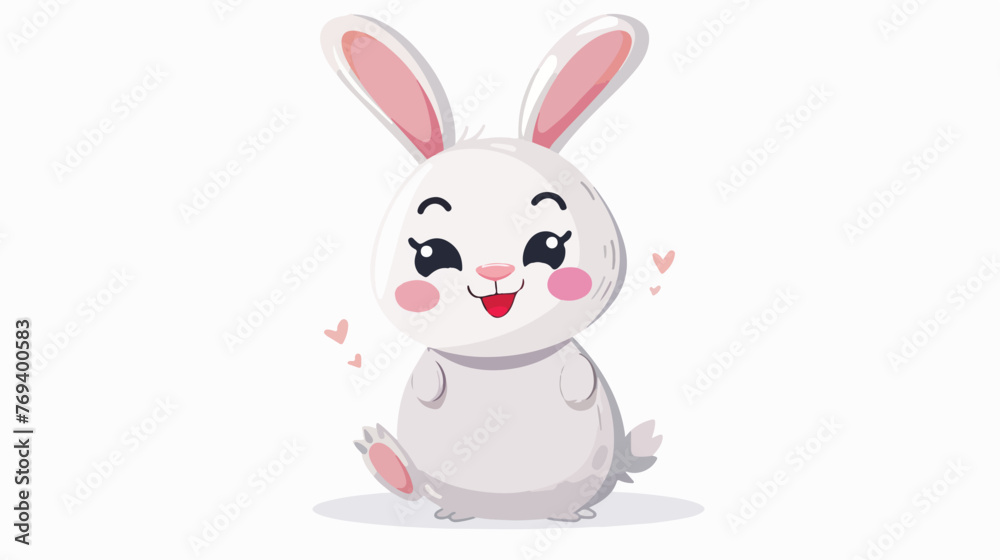Bunny Cute Expression Flat vector isolated on white background