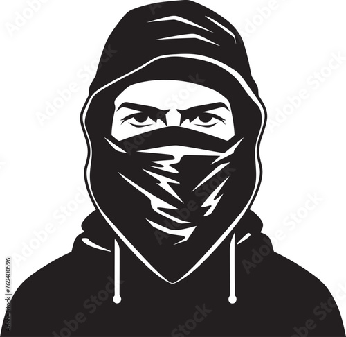 Midnight Marvel Masked Visage with Vector Design Stealth Sentinel Concealed Features and Dark Emblem