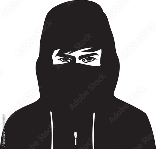 Eclipse Enigma Masked Persona and Black Logo Veiled Vigilante Concealed Features and Iconic Design