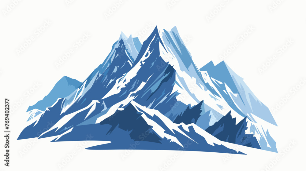 Mountain with snow flat cartoon vactor illustration