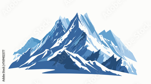 Mountain with snow flat cartoon vactor illustration