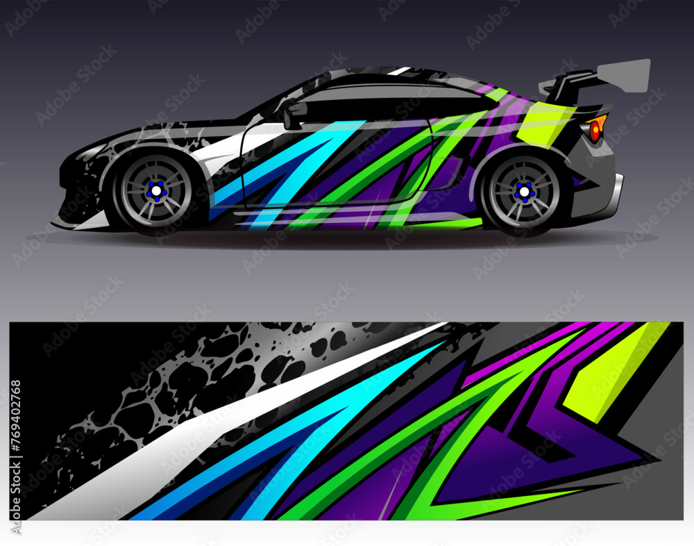 Car wrap design vector.Graphic abstract stripe racing background designs for vehicle, rally, race, adventure and car racing livery Car wrap design vector.Graphic abstract stripe racing background designs for vehicle, rally, race, adventure and car racing livery