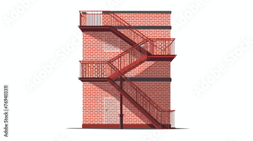 Fire escape stairs isolated on white background. 