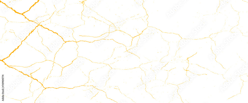 Vector gold cracked surface Transparent background.