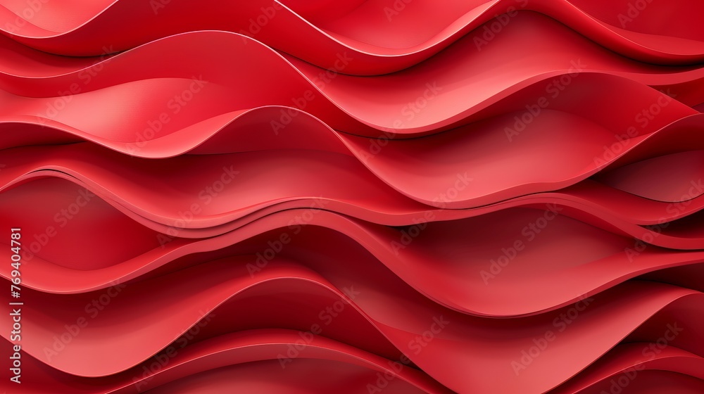 Fototapeta premium Vibrant 3d red background with modern wave effect, abstract design for digital projects and visuals