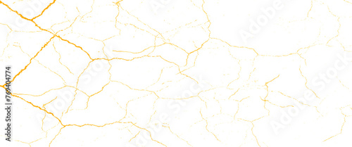 Vector gold cracked surface Transparent background.