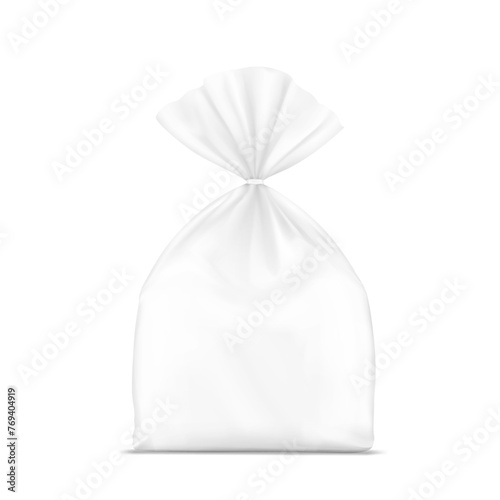 Bag mockup with clip band. Vector illustration isolated on white background. Mockup will make the presentation look as realistic as possible. EPS10.