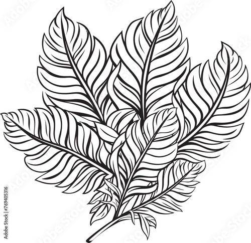 Palm Paradise Panache Oversized Foliage, Iconic Black Vector Tropical Leaf Majesty Large Leaves, Emblematic Vector Design