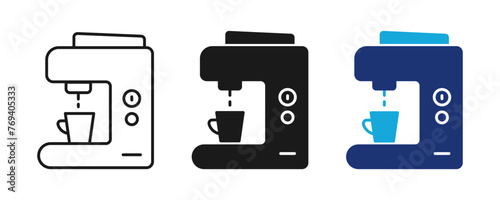 Coffee machine icon. Coffee maker machine with cup. Vector.