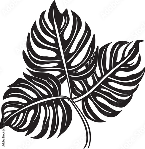 Tropical Serenity Oversized Foliage, Vector Icon Design Palm Serenity Large Tropical Leaves, Black Emblematic Logo