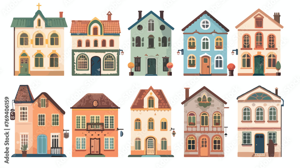 Old buildings icon over white background vector ill