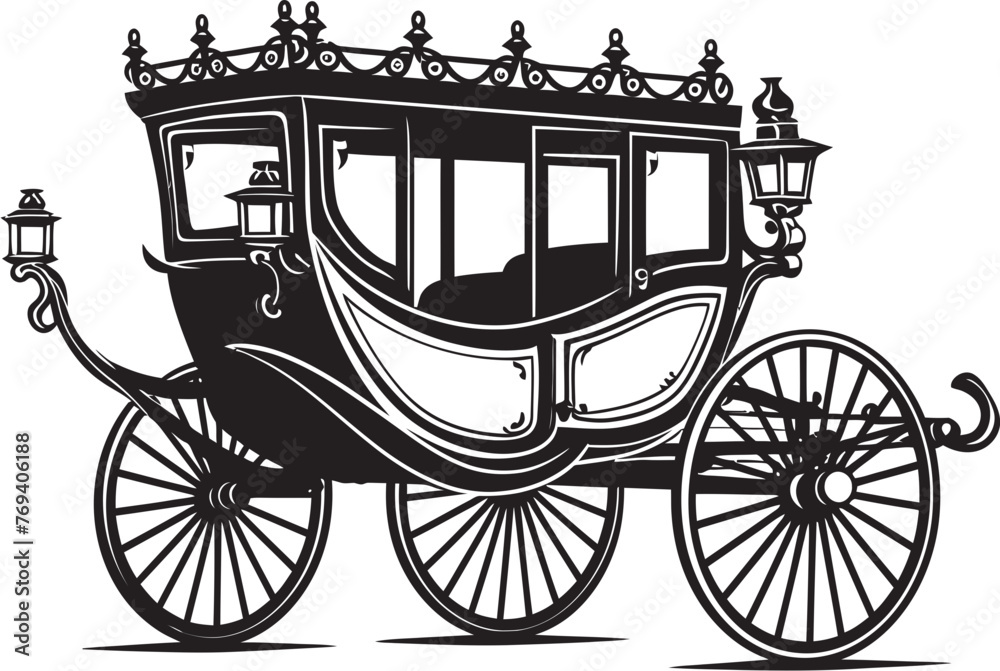 Regal Romance Ride Iconic Emblem for Wedding Splendor Luxurious Love Chariot Royal Carriage Black Logo Design