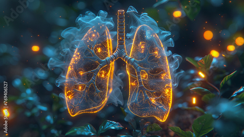 flame and smoke in human lungs