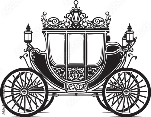 Regal Romance Transport Ornate Emblematic Design for Wedding Splendor Luxurious Matrimony Ride Regal Carriage Black Logo photo