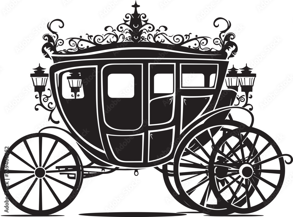 Imperial Love Ride Wedding Carriage with Iconic Logo Art Palatial Marriage Journey Regal Carriage Black Iconic Symbol Imperial Love Ride Wedding Carriage with Iconic Logo Art Palatial Marriage Journey Regal Carriage Black Iconic Symbol