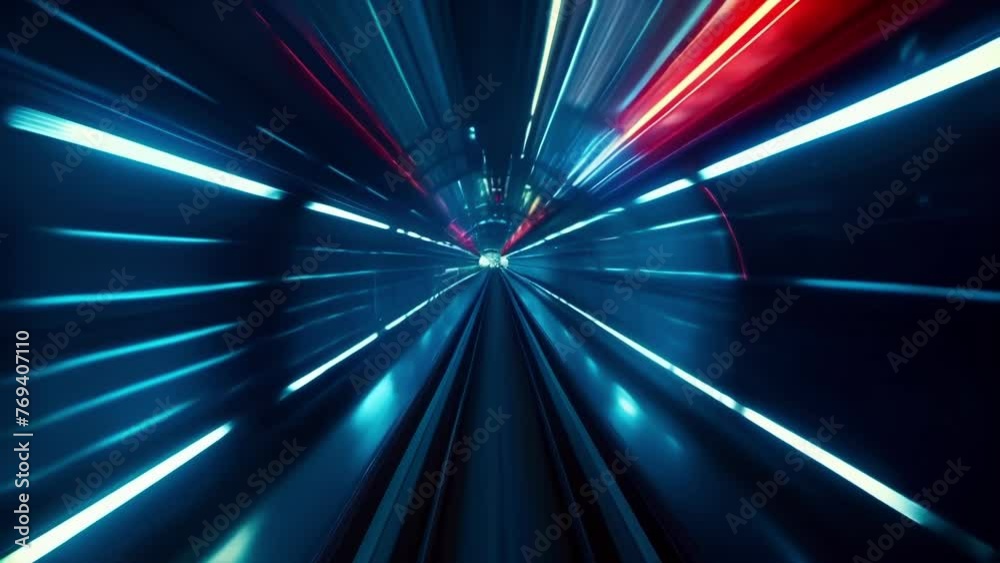 The tunnel is a neverending stream of glowing lights with no beginning or end in sight. Its as though youve been transported to a . AI generation.
