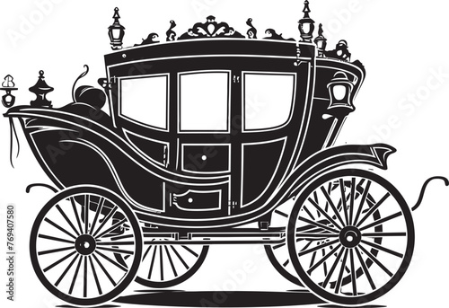 Opulent Love Journey Wedding Carriage with Iconic Logo Sovereign Matrimonial Ride Royal Carriage Black Emblem