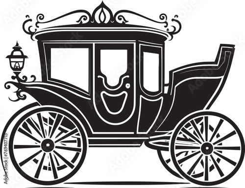 Majestic Nuptial Coach Regal Carriage Black Emblem Design Imperial Marriage Transport Wedding Carriage with Iconic Logo