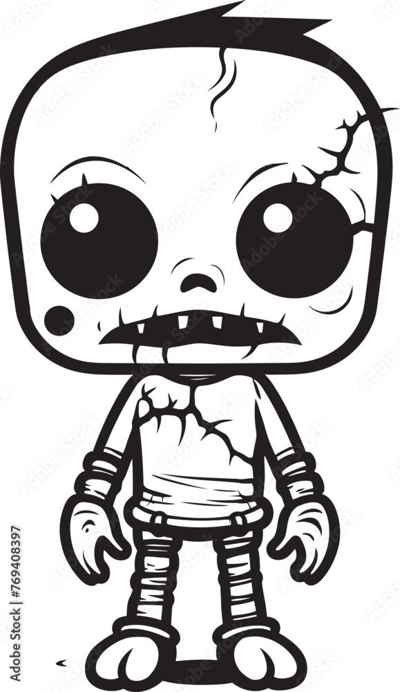 Haunted Plaything Creepy Zombie Doll in Black Emblem Design Sinister Doll of the Dead Spooky Zombie with Vector Logo Haunted Plaything Creepy Zombie Doll in Black Emblem Design Sinister Doll of the Dead Spooky Zombie with Vector Logo