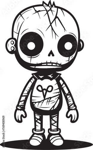 Haunted Zombie Companion Creepy Doll Emblem Design Terrifying Undead Figure Spooky Zombie with Black Icon