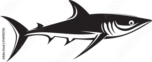 Graceful Guardian Thresher Shark Black Vector Emblem Silent Majesty Thresher Shark Emblem in Black