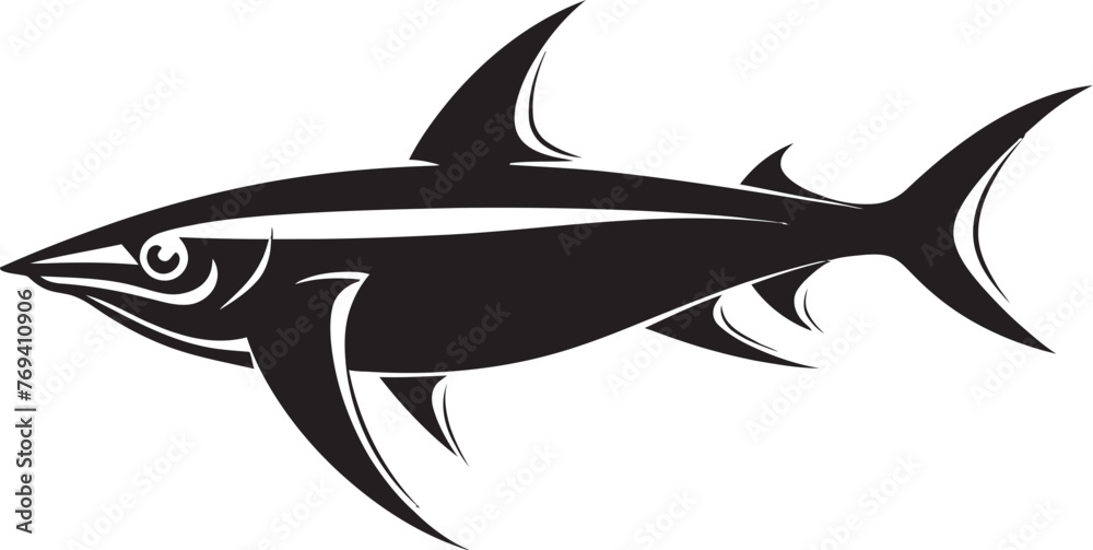Noble Hunter Thresher Shark Black Vector Logo Graceful Predator Thresher Shark with Black Icon Noble Hunter Thresher Shark Black Vector Logo Graceful Predator Thresher Shark with Black Icon