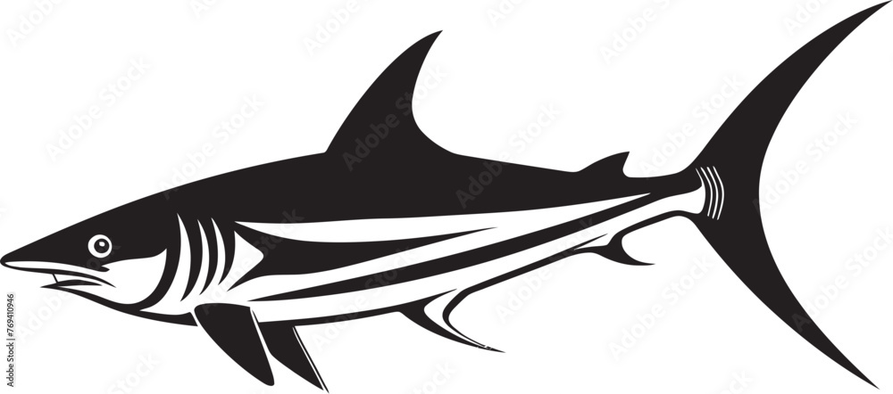 Aquatic Predator Thresher Shark Black Vector Logo Oceanic Sovereign Thresher Shark with Black Icon Aquatic Predator Thresher Shark Black Vector Logo Oceanic Sovereign Thresher Shark with Black Icon