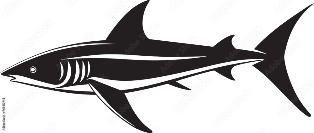 Swift Guardian Thresher Shark with Black Emblem Sleek Sovereignty Thresher Shark Black Vector Design