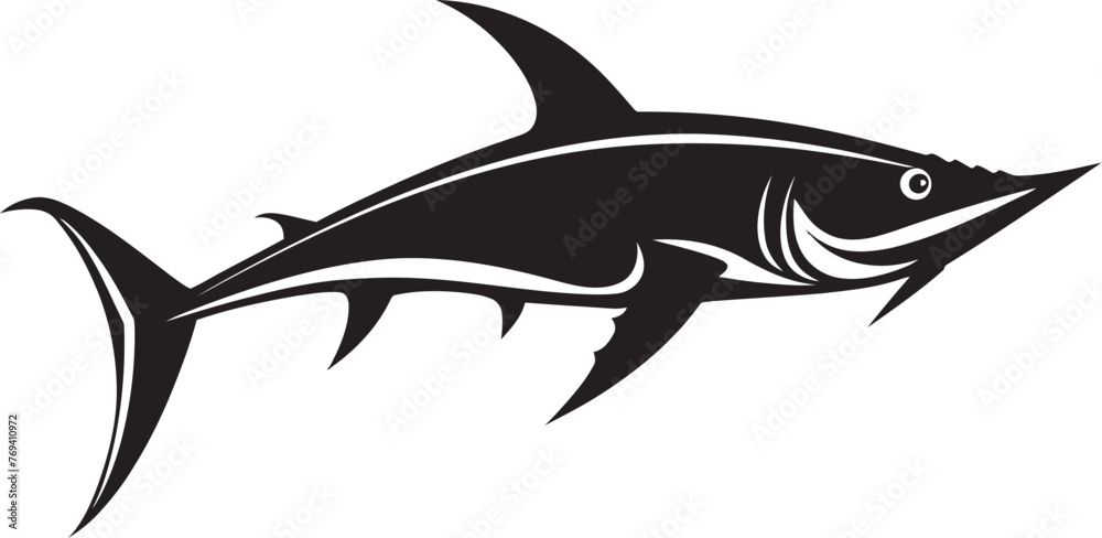 Majestic Hunter Thresher Shark with Black Icon Regal Predator Thresher Shark Black Vector Logo Majestic Hunter Thresher Shark with Black Icon Regal Predator Thresher Shark Black Vector Logo