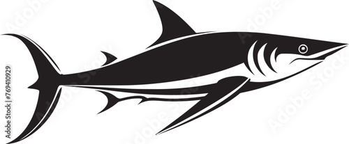 Predatory Majesty Thresher Shark Black Vector Emblem Swift Guardian Thresher Shark with Black Emblem
