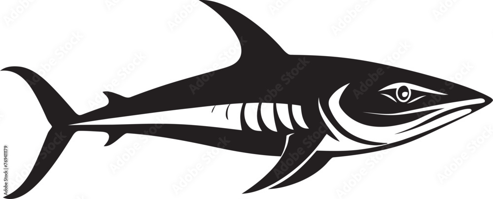 Stealthy Hunter Thresher Shark with Black Emblem Noble Sovereignty Thresher Shark Black Vector Design Stealthy Hunter Thresher Shark with Black Emblem Noble Sovereignty Thresher Shark Black Vector Design