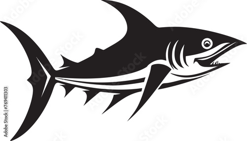 Silent Majesty Thresher Shark Black Vector Design Timeless Predator Thresher Shark with Black Icon