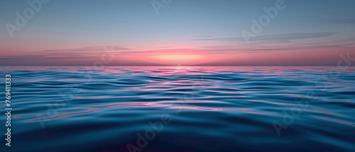 A tranquil ocean scene with the sun setting in the distance, casting a splendid gradient of colors across the water, captured in high-definition to emphasize its mesmerizing vibrancy.