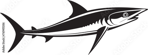 Stealthy Guardian Thresher Shark with Black Icon Oceanic Sovereignty Thresher Shark Emblem in Black