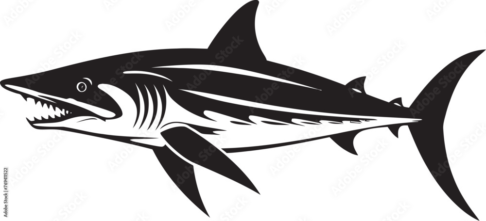 Mysterious Guardian Thresher Shark with Black Icon Noble Hunter Thresher Shark Black Vector Logo Mysterious Guardian Thresher Shark with Black Icon Noble Hunter Thresher Shark Black Vector Logo