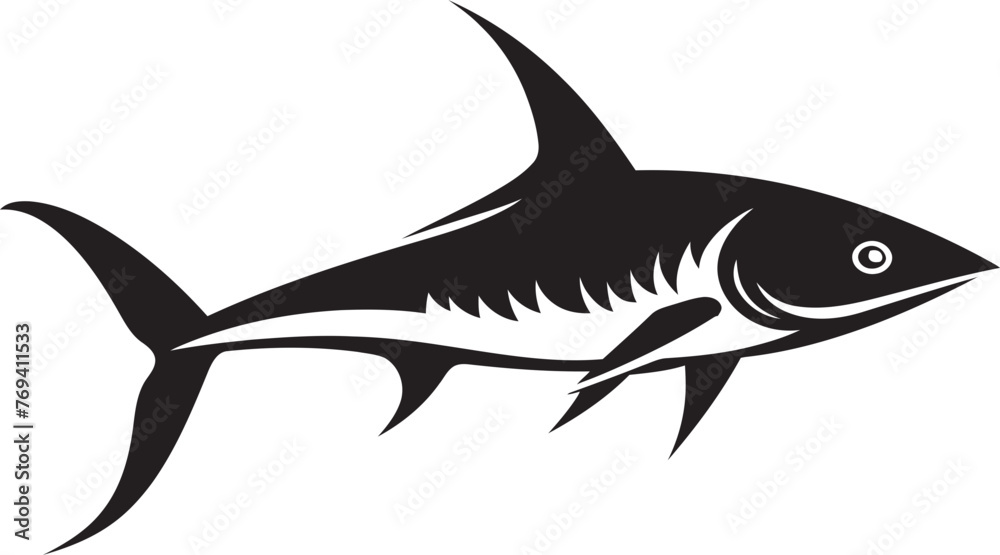 Fototapeta premium Graceful Predator Thresher Shark with Black Emblem Sublime Majesty Thresher Shark Black Vector Icon
