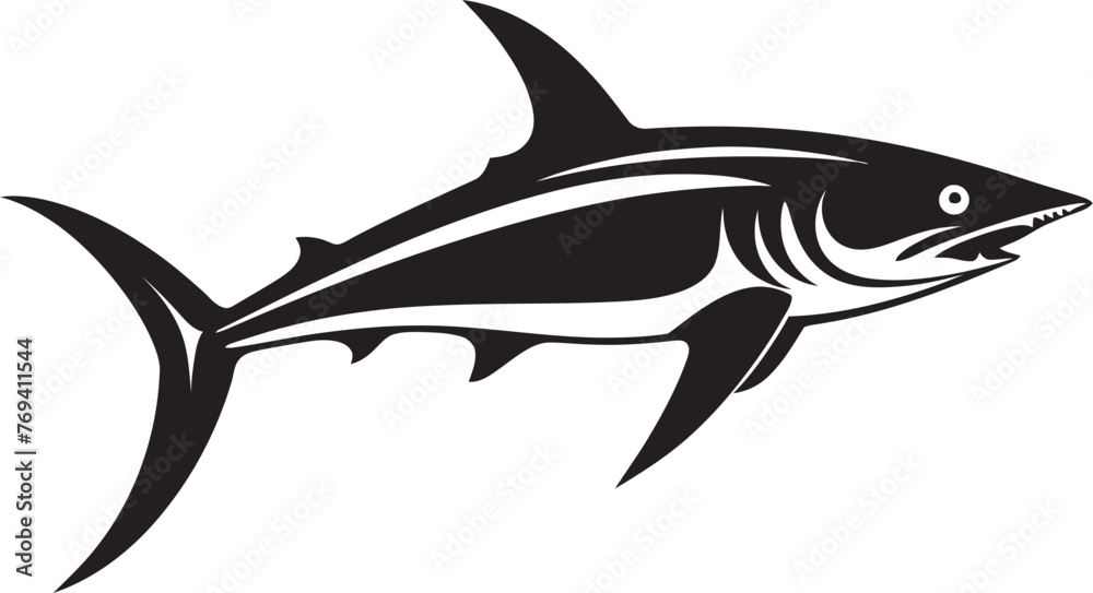 Fototapeta premium Timeless Majesty Thresher Shark Black Emblem Design Regal Guardian Thresher Shark with Black Icon