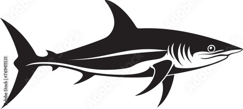 Aquatic Sovereignty Thresher Shark Logo in Black Vector Stealthy Guardian Thresher Shark with Black Icon