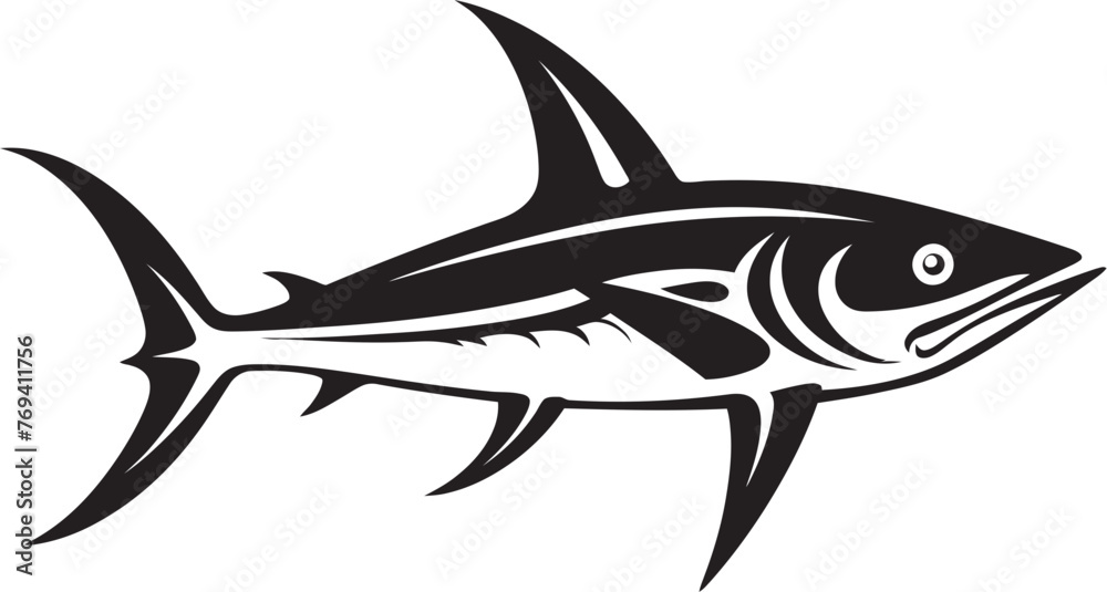 Fototapeta premium Elegant Hunter Thresher Shark Black Vector Logo Timeless Sovereign Thresher Shark Black Emblem