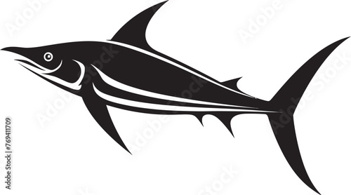 Swift Hunter Thresher Shark Black Vector Logo Graceful Sovereign Thresher Shark Black Emblem © ROHIT