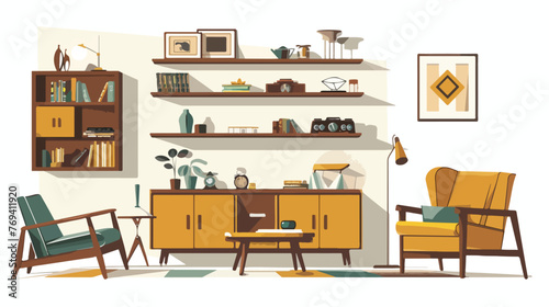 Interior of the living room. Flat vector 