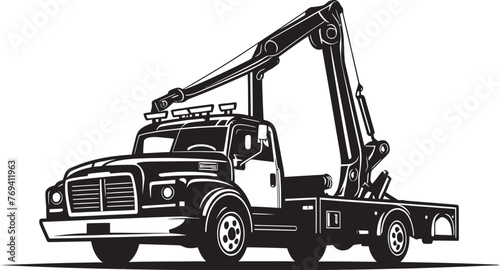 Emergency Transport Tow Truck with Black Emblem Roadside Rescue Black Logo Design on Tow Truck
