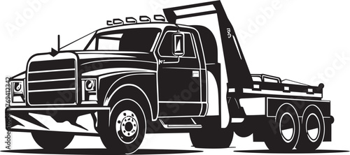 Urban Relief Tow Truck featuring Black Vector Icon Highway Hero Black Logo Design on Tow Truck