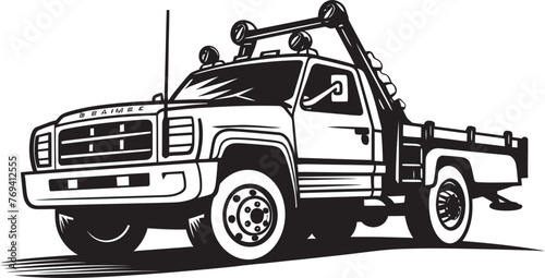 Roadside Guardian Black Logo Design on Tow Truck City Savior Tow Truck with Iconic Black Emblem