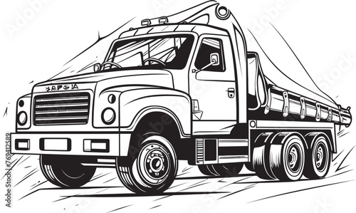 Roadside Rescuer Black Logo Design on Tow Truck Mobile Lifesaver Tow Truck with Black Vector Logo