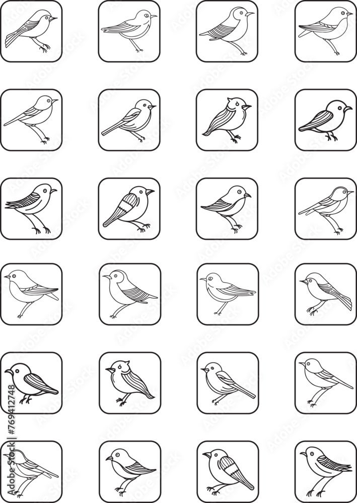 Fototapeta premium pack of birds icon vector illustration isolated in white background 