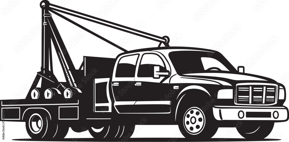 Safety Patrol Tow Truck with Black Vector Logo Rapid Response Black Logo Design on Tow Truck Safety Patrol Tow Truck with Black Vector Logo Rapid Response Black Logo Design on Tow Truck