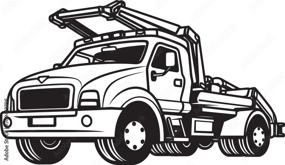 Emergency Relief Tow Truck featuring Black Emblem Highway Helper Black Logo Design on Tow Truck
